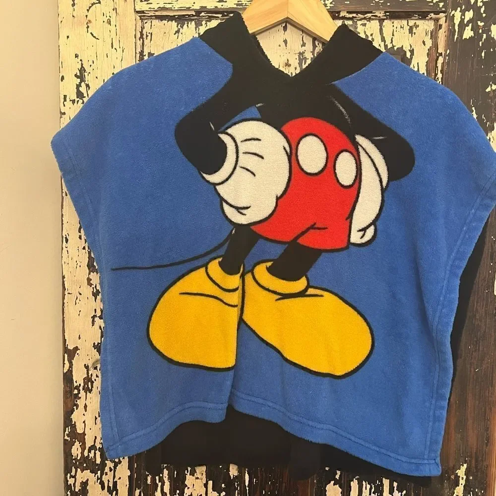 Kids oversized Disney Mickey Mouse Towel Coverup w hooded MM Ears. Size OSFM.
